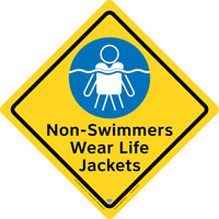 45-230 - Wear Life Jackets Sign, indoor, 23"