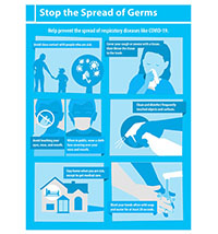45-454 - Plastic COVID-19 Stop the Spread of Germs sign 18" X 24"