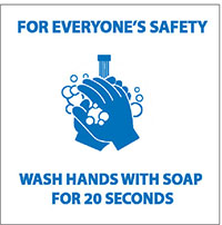 45-463 - Wash Hands Sticker, COVID-19, 6"x 6"