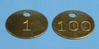 71-125 - Check tags, brass, numbered, 100/pkg