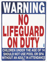 45-015 - No Lifeguard on Duty Sign, vertical