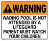 45-021 - Wading Pool Not Attended Sign