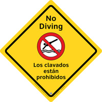 45-330 - No Diving Sign, outdoor, Eng./Sp., 15.5"