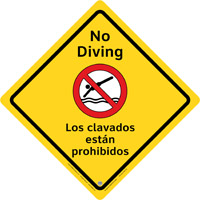 45-350 - No Diving Sign, outdoor, Eng./Sp., 23"