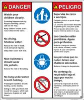 45-385 - Entrance Sign, 4 symbol, indoor, Eng./Sp.