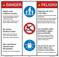 45-400 - Entrance Sign, 3 symbol, outdoor,  Eng./Sp.