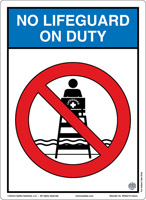 45-410 - No Lifeguard on Duty Sign, outdoor
