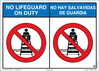 45-415 - No Lifeguard on Duty Sign, indoor, Eng./Sp.