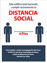 45-453 - Plastic Spanish COVID-19 sign, Social Distancing, 18" x 24"