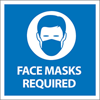 45-461 - Facemasks Required Sign COVID-19, 12"x 12"