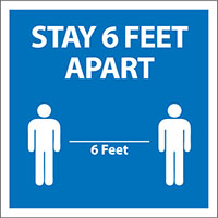 45-462 - Stay 6 Feet Apart Sign COVID-19, 12"x 12"