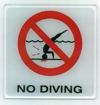 46-205 - 6" Glass overlay tile, Int'l. No Diving