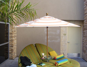 78-044 - Fiberglass Market Umbrella, wood grain, 11'